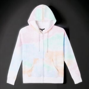 XS- Pastel Tie Die Full-Zip Hoodie